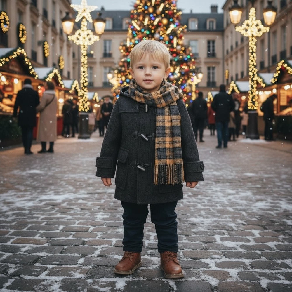 Boys Grey Duffle Coat — 3T